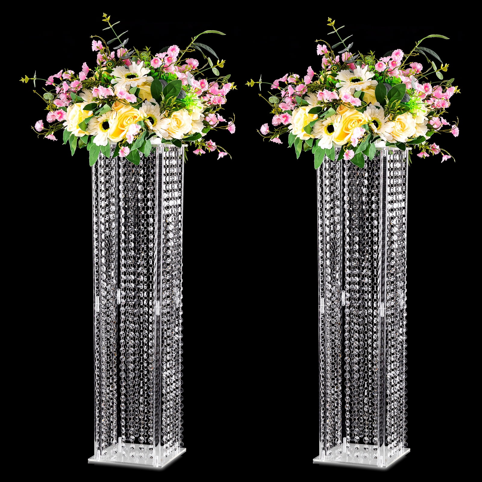 Nuptio Acrylic Vase for Table Centerpiece 32" Crystal Flower Stand for