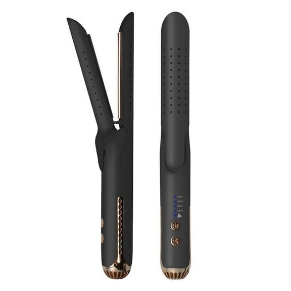 Karma Beauty Breeze Flat Iron Hair Straightener | Dual Hair Iron for Straightening & Curling for All Hair with Gold Titanium Plates, Negative Ion and Far Infrared Technology, Auto Shut-Off (Black)