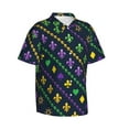 thumbnail image 2 of Kll Men'S Hawaiian Shirt Short Sleeve Button Down Beach Shirts-Mardi Gras Strings Of Beads, 2 of 8