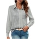 thumbnail image 3 of RKSTN Women's Sequin T Shirts Oversized Lapel Glitter Sparkly Prom Party Pullover Top Button Down Long Sleeve Shirt Women Casual Plus Size Turndown Collar Sequined Comfy Tee Party Club Night Blouse, 3 of 9