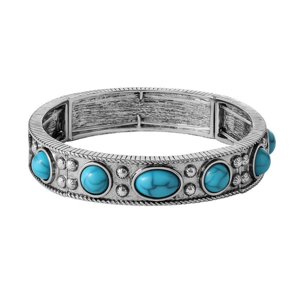 Jessica Simpson Women's Faux Turquoise Bangle Bracelet, 7.5 inch