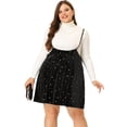 thumbnail image 3 of GRACE & GRANDEUR Jupes à Bretelles Grande Taille pour Femmes Taille Haute Polyvalente Jupe Patineuse Évasée Robe Noire 4X, 3 of 6