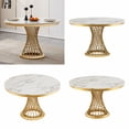 thumbnail image 7 of Shikeyi 47" Modern Round Faux Marble Dining Table for 4-6 People, Luxury Silver Stainless Steel Pedestal Base Dinner Table for Dining Room, White (Table Only), 7 of 7