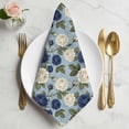 thumbnail image 2 of Navy Blue White Floral Cloth Napkins, Vintage Blue Leaves Botanical Washable and Reusable Dinner Napkins Set of 2, Table Napkin for Kitchen Party Birthday Wedding Hotel Housewarming 20"x20", 2 of 9