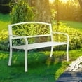 thumbnail image 4 of VINGLI Outdoor Bench for Patio Metal Garden Bench w/PVC Back Pattern, Black Park Bench Front Porch Bench for Yard Lawn Decor Deck Entryway (Floral), 4 of 7