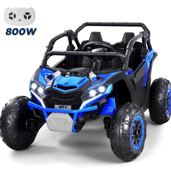 Wisairt 24V Ride on Toys 4WD Ride on Cars with Remote Control, 2 Seater Electric Car for Kids, Power Car Wheels, UTV w/ 4 Motors, Music, Lights, 3 Speeds, Blue