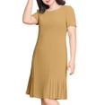 thumbnail image 2 of SROBPTY Dresses for Women Solid Short Sleeve Crew Neck Mid-Length Sundress for Party Wear, 2 of 5
