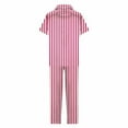 thumbnail image 4 of Mqqzkk Pajamas Sets for Women 2 Piece Strip Button Up Short Sleeve Pjs Set with Long Pants Casual Set Soft Sleepwear 2X-L, 4 of 6