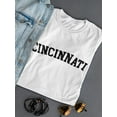 thumbnail image 3 of Cincinnati Black Text  Women White T-Shirt, Female Medium, 3 of 4