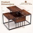 thumbnail image 3 of ELLEGNT Modern Lift Top Coffee Table – Accent Tea Table & Center Table for Living Room, Rustic Brown, 3 of 10