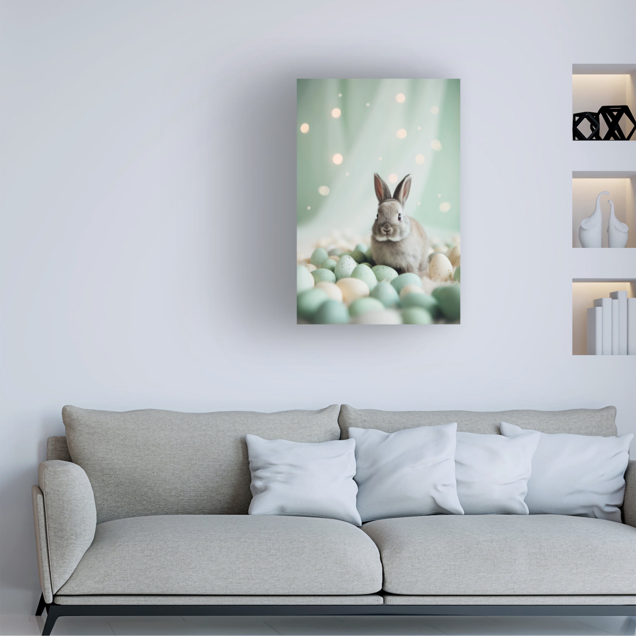 Trademark Fine Art Treechild Bunny and Pastel Eggs Canvas Wall Art