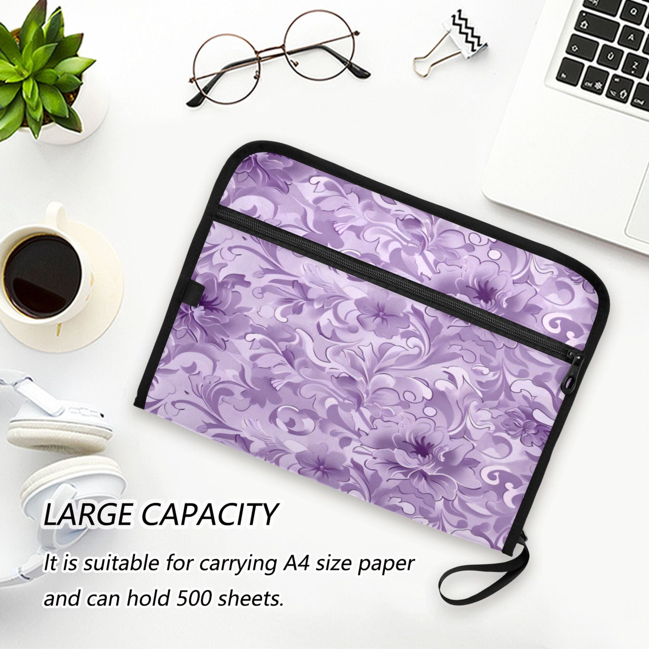 Organ Folder 14.2 x 0.8 x 10.6 Inches 13 Separate Pockets A4 Size Documents Folder A Sort Storage File Manager For The Home Office Purple Flower