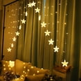 thumbnail image 1 of Luces LED de cortina de estrellas, 8 modos, cadena de luces LED de hadas para Navidad, bodas, festivales, hogar y jardín, 1 of 7