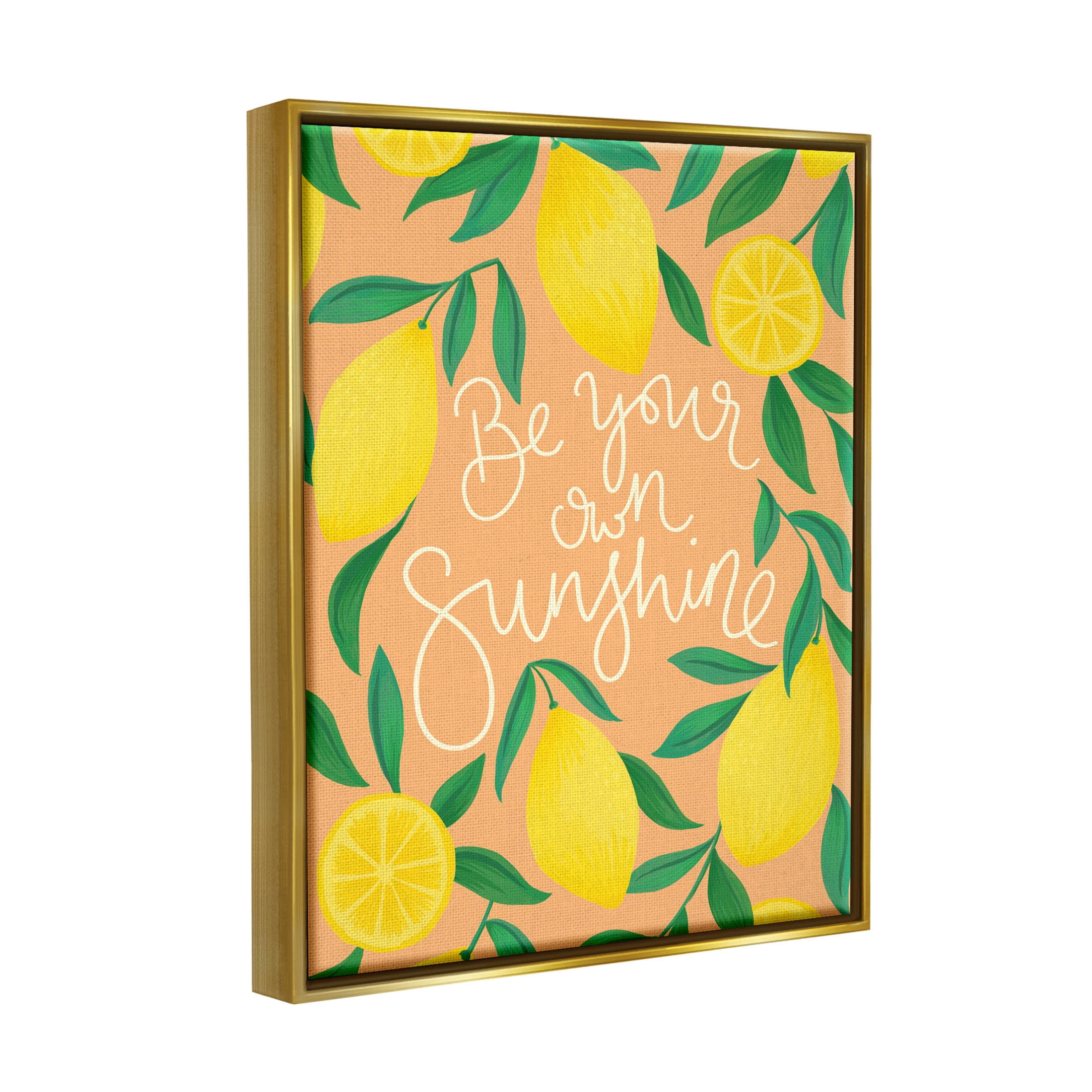 Be Your Own Sunshine Lemon Fruits Inspirational Graphic Art Metallic Gold Framed Art Print Wall Art