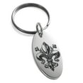 thumbnail image 1 of Stainless Steel Antiue Fleur De Lis Engraved Small Oval Charm Keychain Keyring, 1 of 1