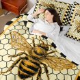 thumbnail image 5 of Castle Fairy Vintage Bee Graphic 7-Piece Twin Bedding,Geometric Honeycomb Bedding Comforter Set,Black Cream Golden Yellow,Reversible, 5 of 7