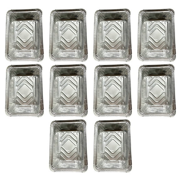 Pack de 10 Casseroles en Papier d'Aluminium Accessoires Ménagers une Fois Grande Capacité Rectangle Récipient Alimentaire Plaque de Cuisson Casserole à Usage Unique 1000ml Couvercle