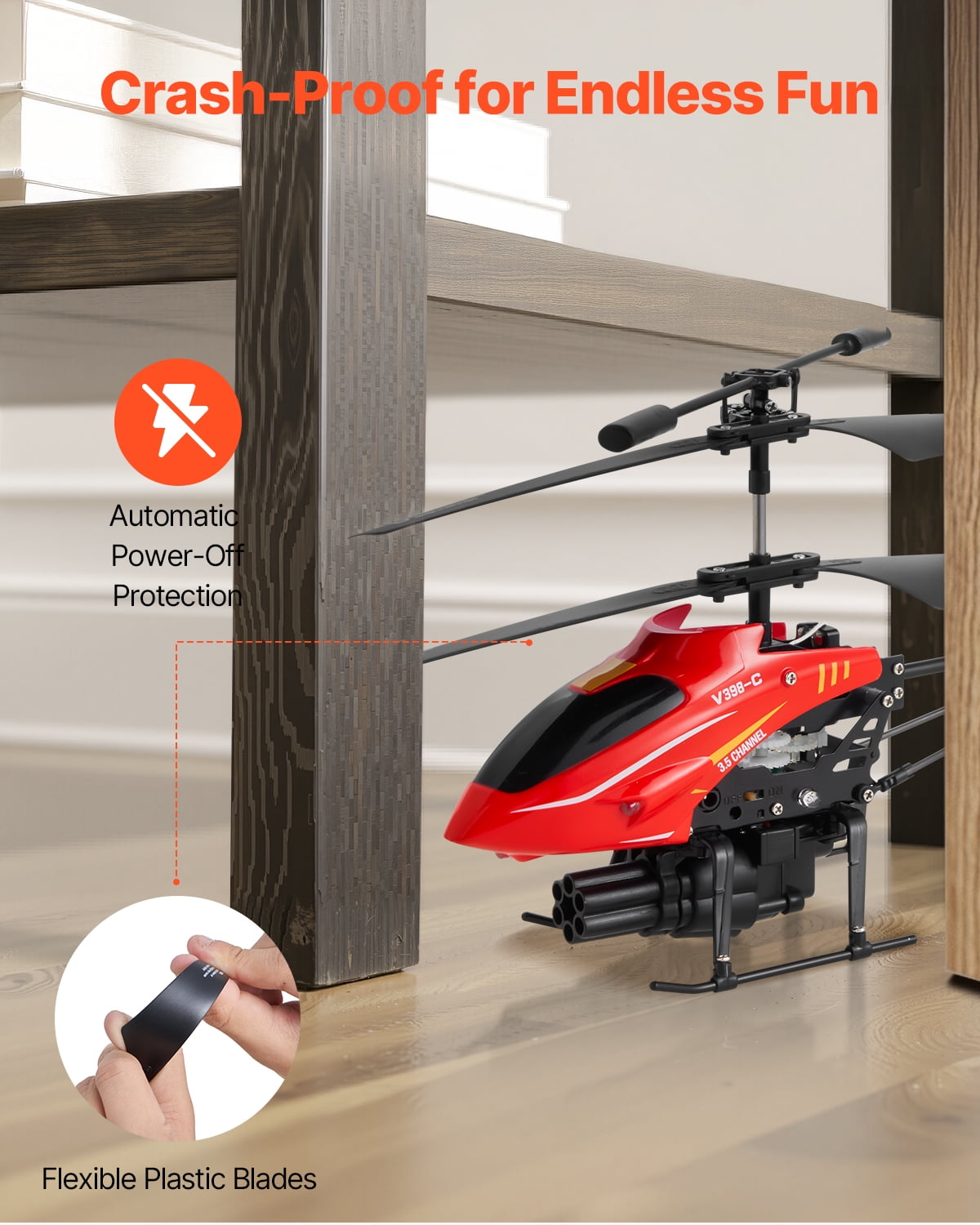 VEVOR RC Helicopter, 2.4GHz Flying Remote Control Helicopter with Shooting Mode, 3.5 Channel RC Airplane for Kid, Altitude Hold, One-Key Takeoff/Landing & LED Lights, Toys for Kids Ages 14 and up