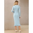 thumbnail image 5 of DARING DIVA Women's Long Sleeve Sweater Ruffled Trim Dress 2XL Light Blue, 5 of 7