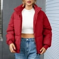 thumbnail image 2 of HAPIMO Women'S Cropped Puffer Jacket Long Sleeve Stand Collar Padded Coats Full Zip Up Quilted Jackets Winter Workout Red S, 2 of 5