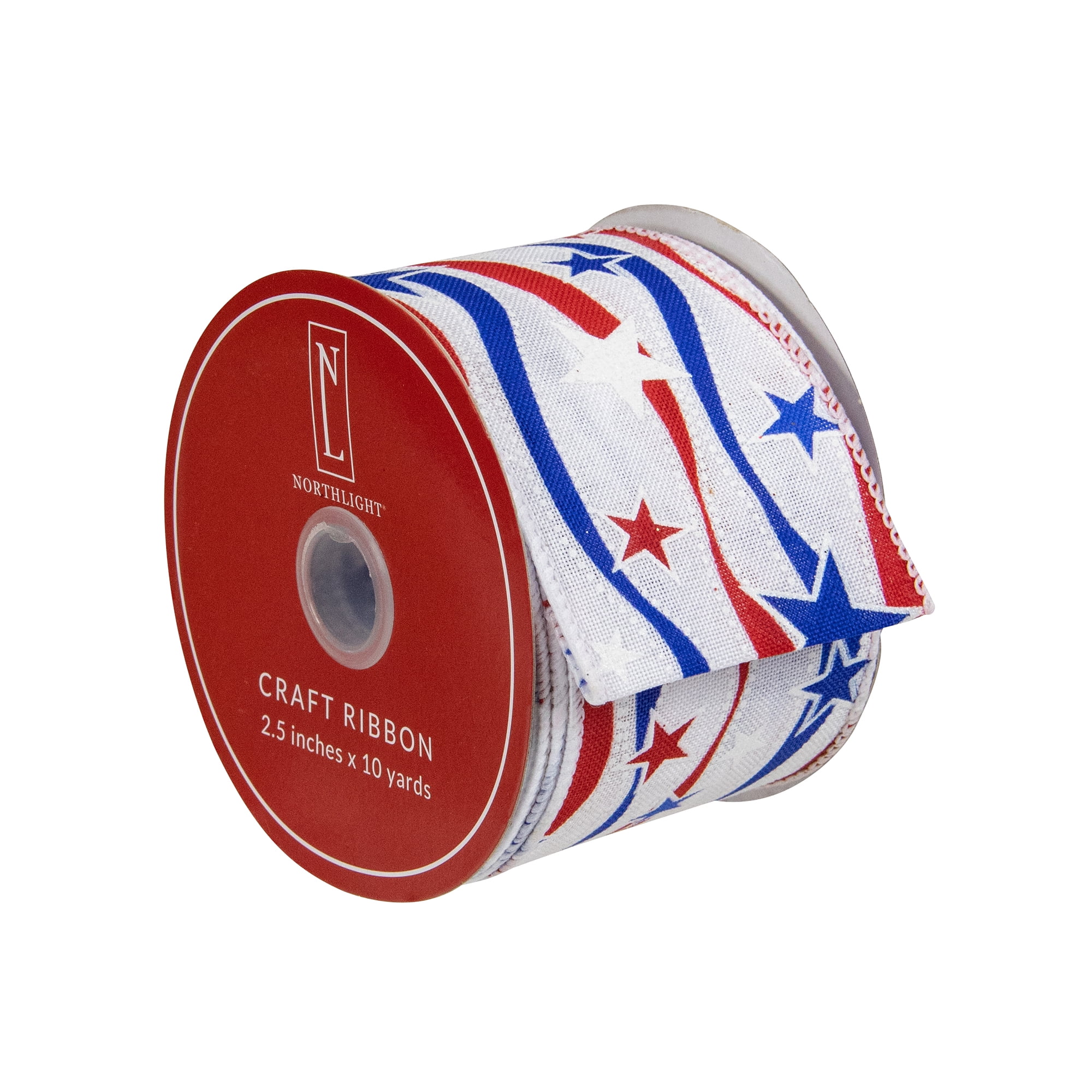 Patriotic Stars and Stripes Wired Craft Ribbon 2.5" x 10 Yards