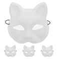 thumbnail image 1 of 4 Pcs Blank Cat Masks with Mesh for DIY Halloween Paintable Plastic Cat Masks for Creative DIY Projects Cat Masks for Cosplay, 1 of 4