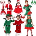 thumbnail image 2 of Disfraz de Papá Noel para niños y niñas, traje de Cosplay de elfo verde, carnaval, fiesta, Festival, Navidad, Año Nuevo, conjunto de ropa elegante, 2 of 7