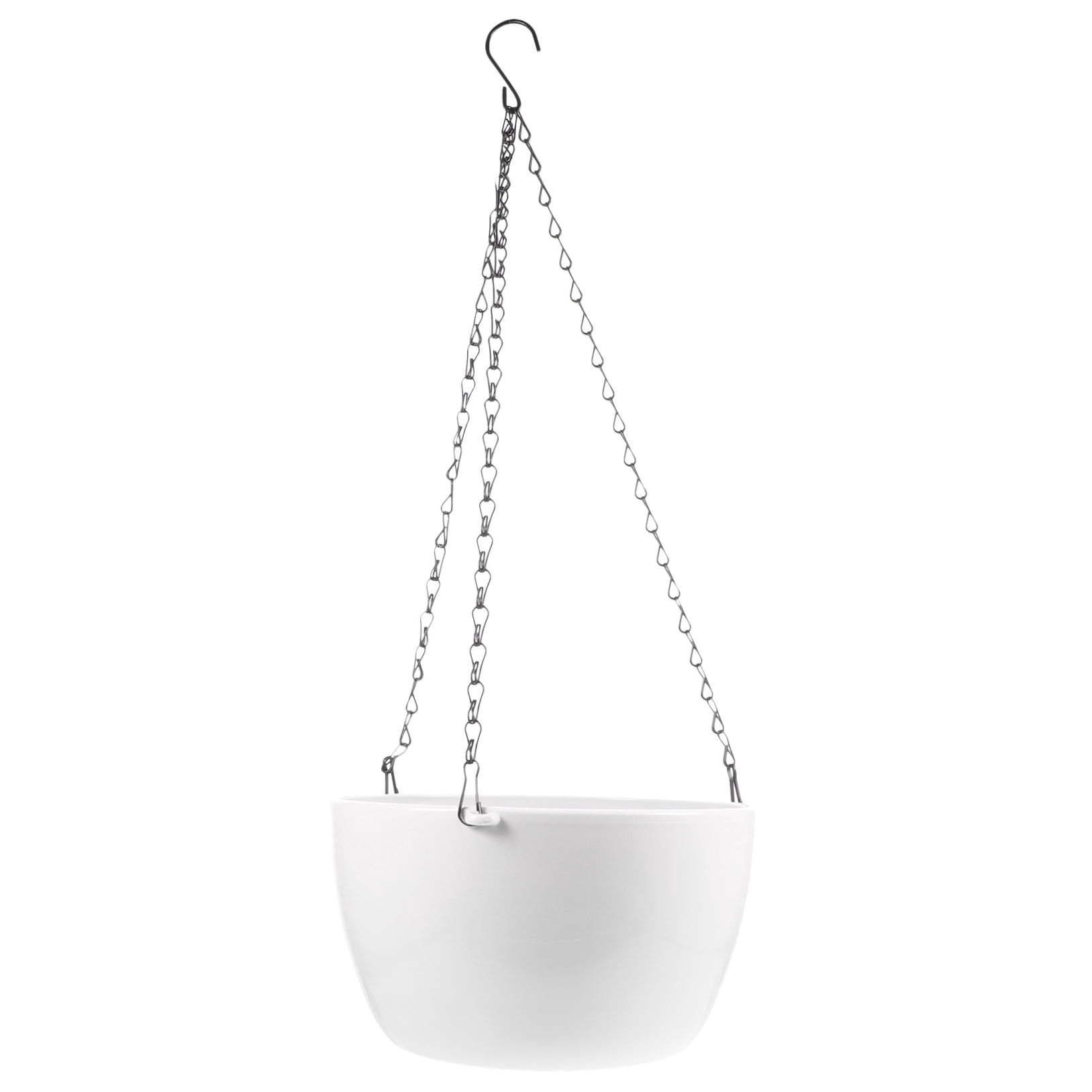 SWETRACE 1Set White PP Iron Hanging Planter Basket for Indoor Plants with Watering Holes 9.4X9.4X5.3in