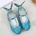 thumbnail image 4 of YMNXA Big Kids Children Girls Sandals With Adjustable Strap Soft Sole Non Closed Toe Sequins Fashion Formal Shoes For Dress Up Performances,Blue,10-10.5 Years, 4 of 7