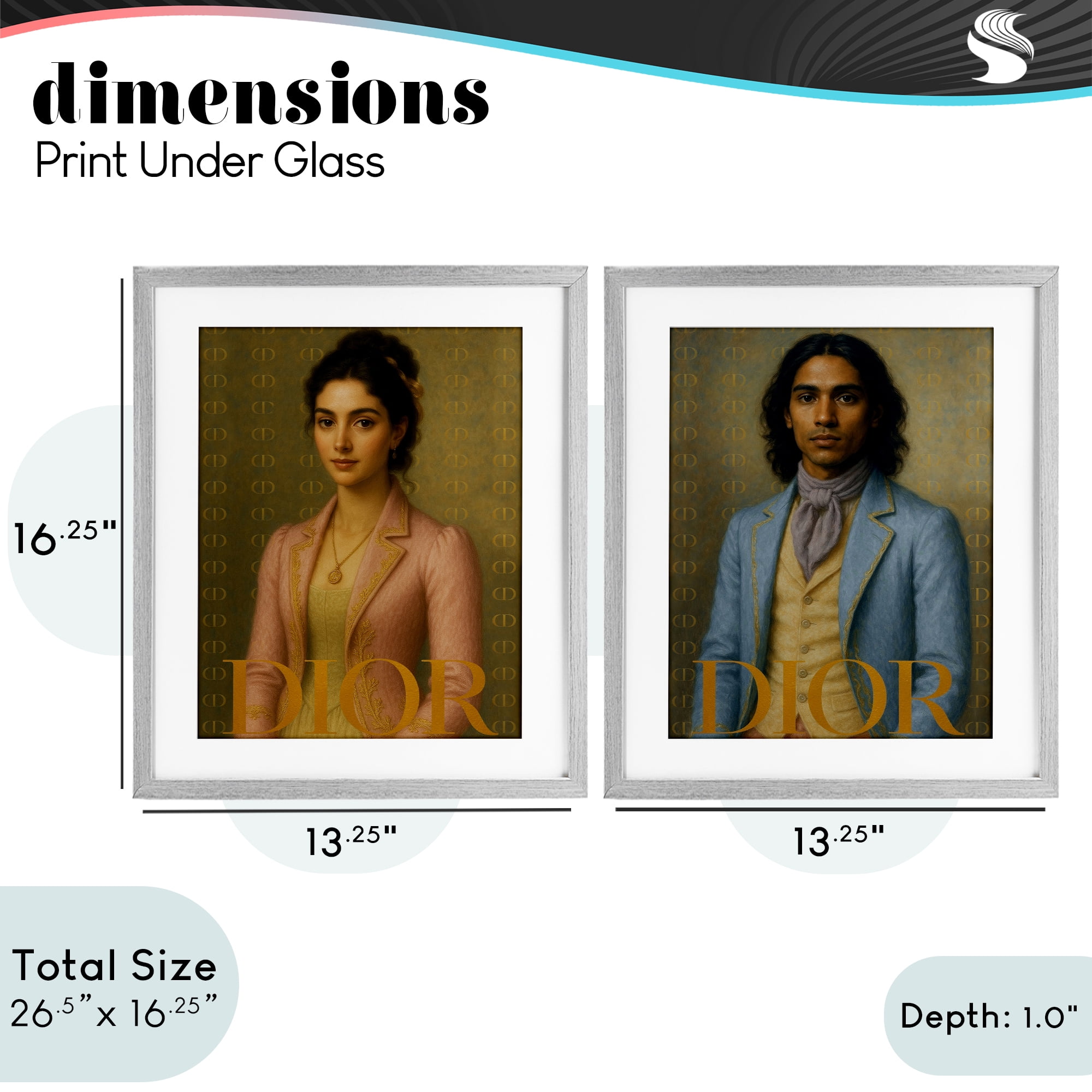 Stupell Industries Iconic Vintage Fashion Models 2 Piece Gray Framed Print Under Glass Set, design by Grotto Studios