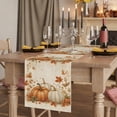 thumbnail image 2 of Orange White Pumpkin Fall Table Runner 90 Inches Long,Thanksgiving Botanical Leaves Rustic Cotton Linen Table Runners Dresser Scarves,Fabric Tabletop Scarf Furniture Cover for Dinner Party 13"x90", 2 of 9
