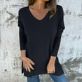 thumbnail image 2 of Plus Size Long Sleeve Shirts for Women Casual V Neck Basic Fall Tops Loose Irregular Pullover Tunic, 2 of 8