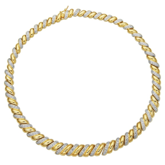Forever Facets Diamond Accent Swirl Necklace in Two-Tone Rhodium over Bronze, Adult Female