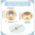 thumbnail image 2 of 1 Box 40Pcs Round Spacer Beads 24K Gold Plated Brass 5mm Stopper Beads Slider Metal Loose Beads with Rubber Inside for Charm Bracelets Real 24K Gold, 2 of 9