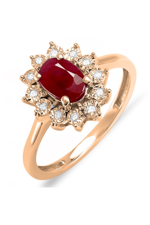 Kate Middleton Diana Inspired 14K Gold Diamond Oval Red Ruby Royal Bridal Ring