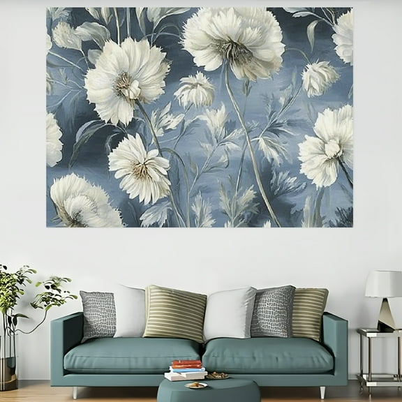 RKSupls Vintage Blue Floral Tapestry,Home Tapestry Suitable for Hanging for Decorative Wall Hanging, Decorative Bedroom, Living Room Decoration - 60x40in