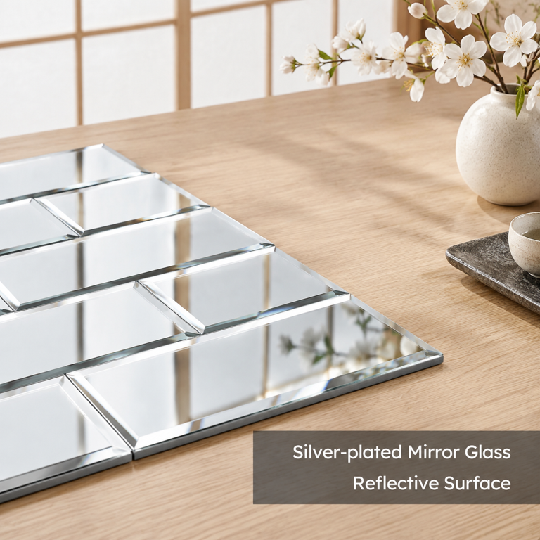 Peel And Stick Mirrorsplash 4x8 Inch Beveled Subway Kitchen Bar Wall ...