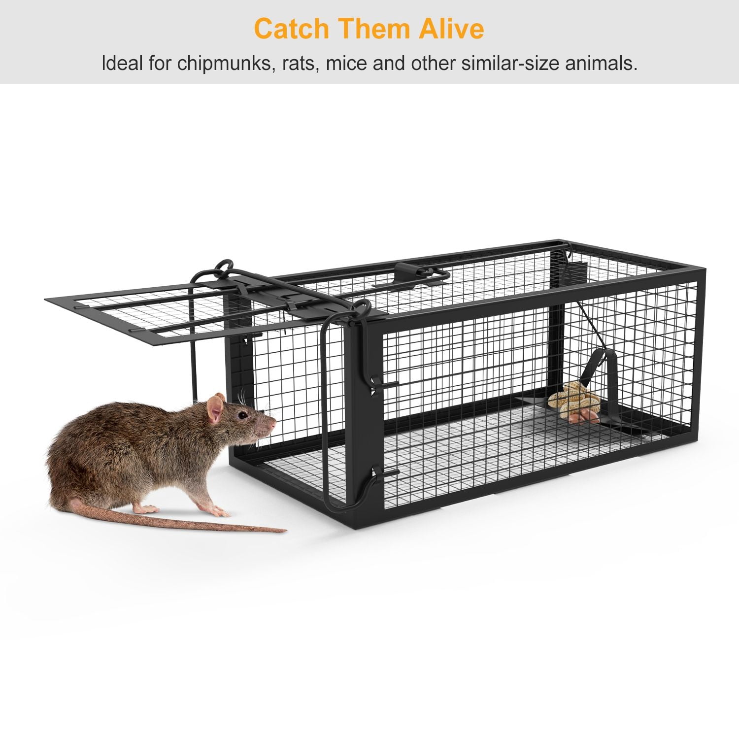 2Pcs Humane Mouse Trap Cage, High Sensitivity Gravity Pedal Galvanized Steel Rodent Trap, Rust-Proof Reusable Live Animal Cage for Indoor Outdoor