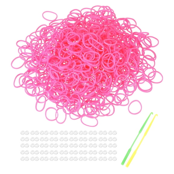Uxcell 1200 Pcs Loom Rubber Bands Kit with 50 Pcs S-Clips 2-Hooks Rubber Bands Refill Bracelet Making Kits for Weaving DIY Handcrafts Gift, Pink Red