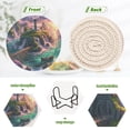thumbnail image 4 of Haosy Set of 6 Drink Woven Coaster with Holder Heat Resistant Non-Slip Bar Coasters 4 Inches Lighthouse on Island and Bridge, 4 of 7
