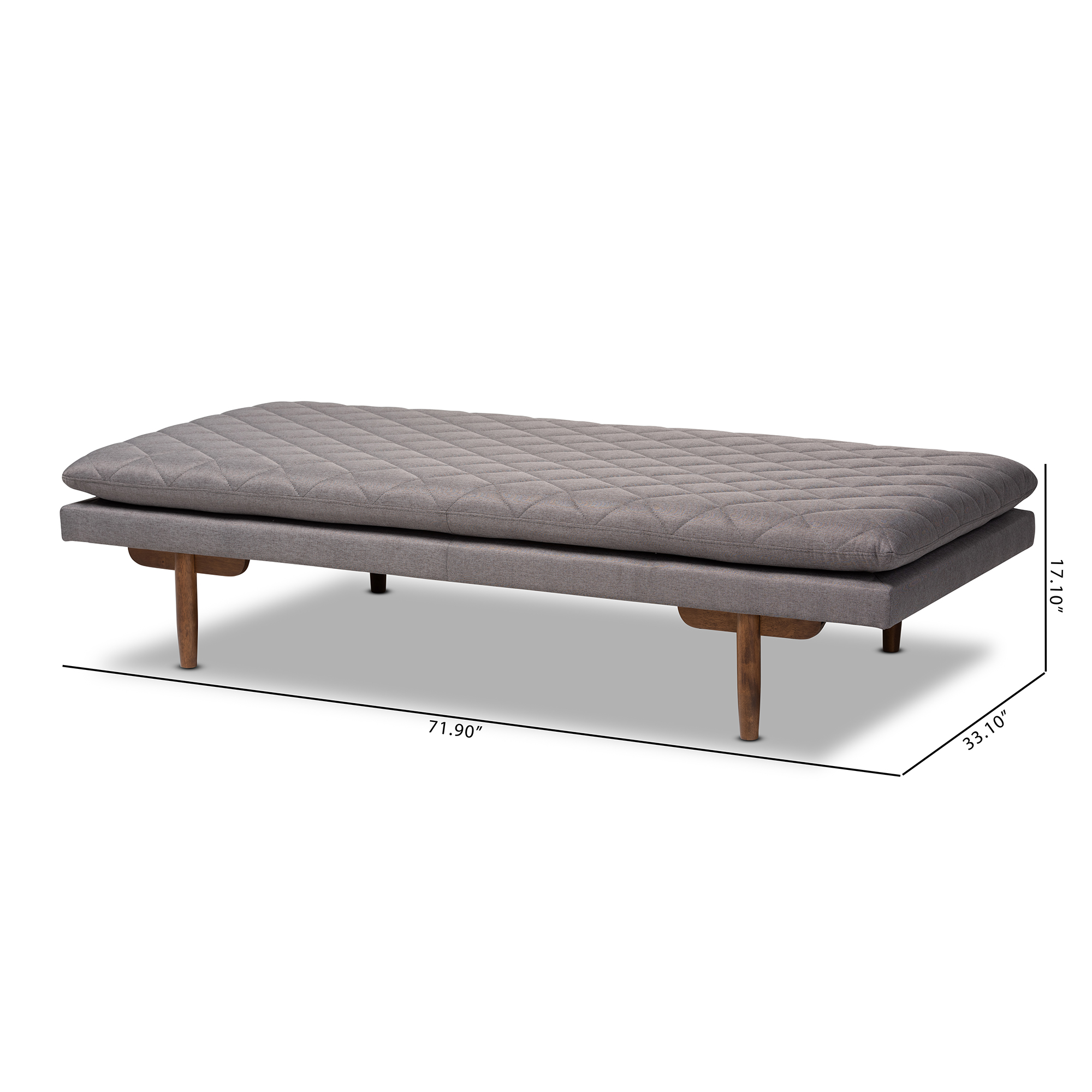 Baxton Studio Marit Mid-Century Modern Gray Fabric Upholstered Walnut Finished Wood Daybed
