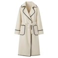 thumbnail image 4 of Long Blend Coat With Belt Warm Winter Trench Overcoat For Ladies Fashion Double Lapel Outerwear Jacket winter clothing for women, 4 of 5
