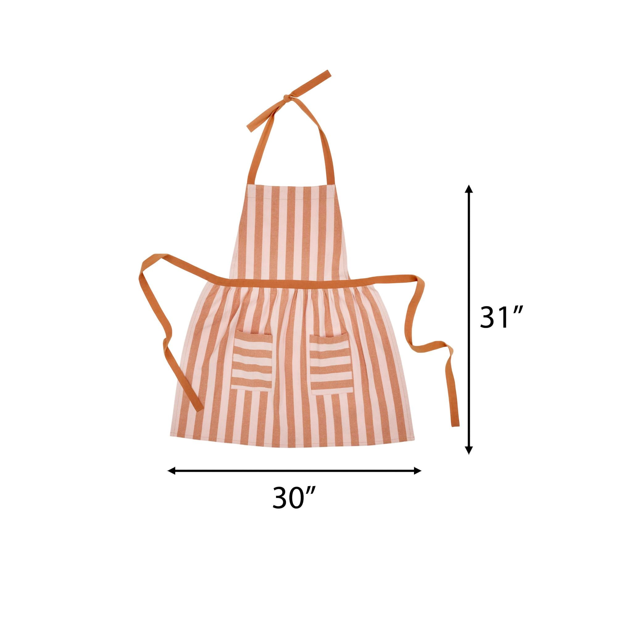 Beautiful Yarn Dyed Stripe Apron by Drew Barrymore, Coral Rose, 30"W x 32"L