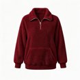 thumbnail image 4 of NominalSnug Fuzzy Fleece Sweatshirts for Women 1/4 Zip up Long Sleeve Top Loose Fit Warm Pullover Jackets with Pocket, 4 of 8