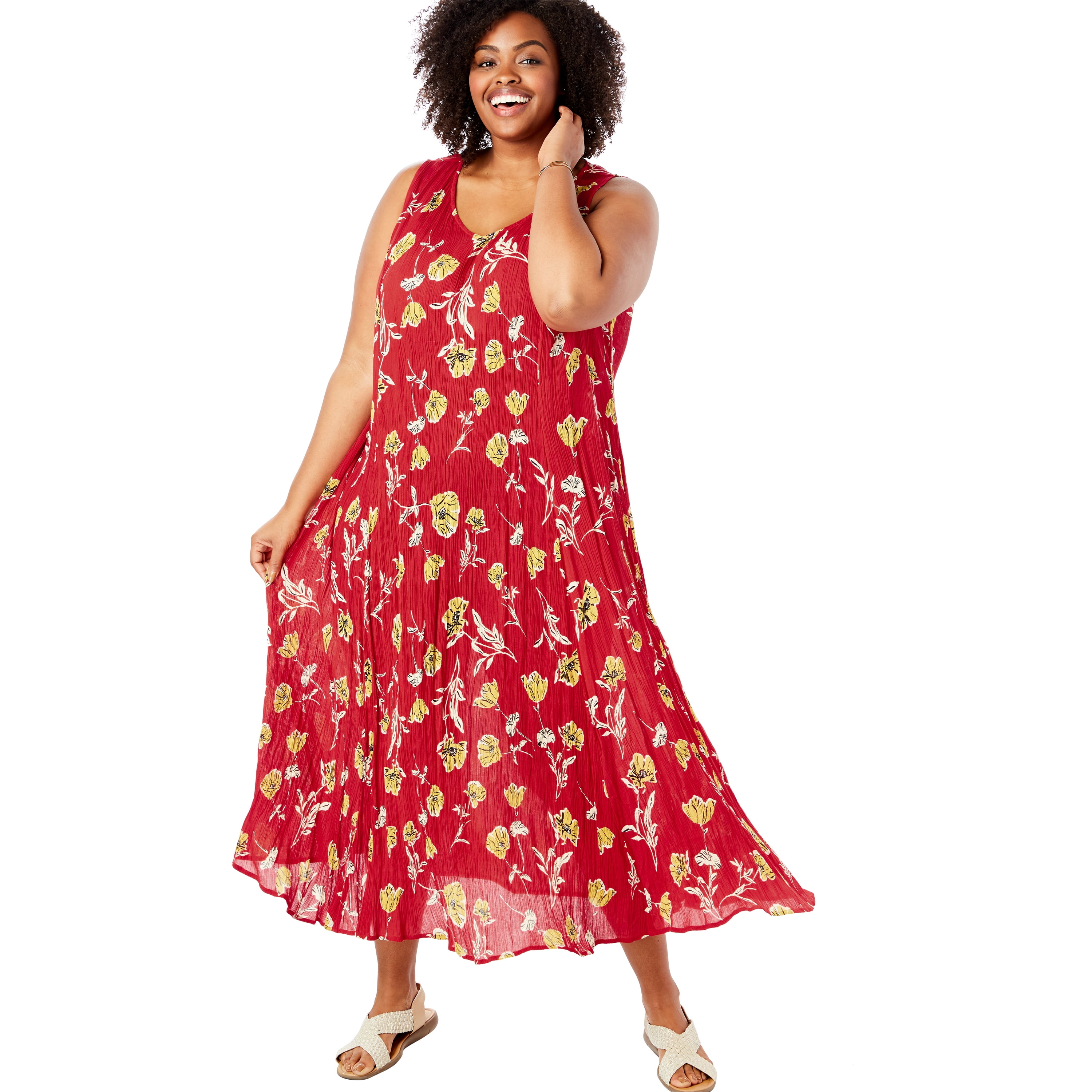 Sleeveless Crinkle A-Line Dress Dress 