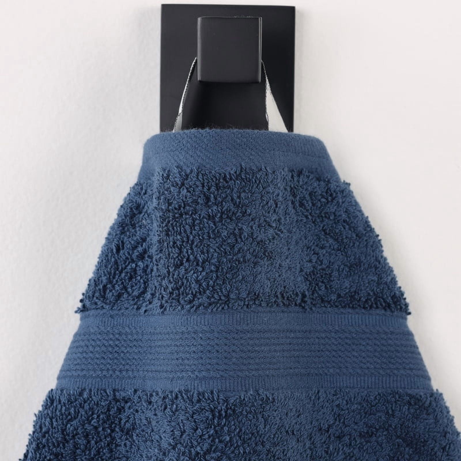 Superior Oregon Organic Cotton 6 Piece Hand Towel Set, Soft Medium Weight Towels, Navy Blue