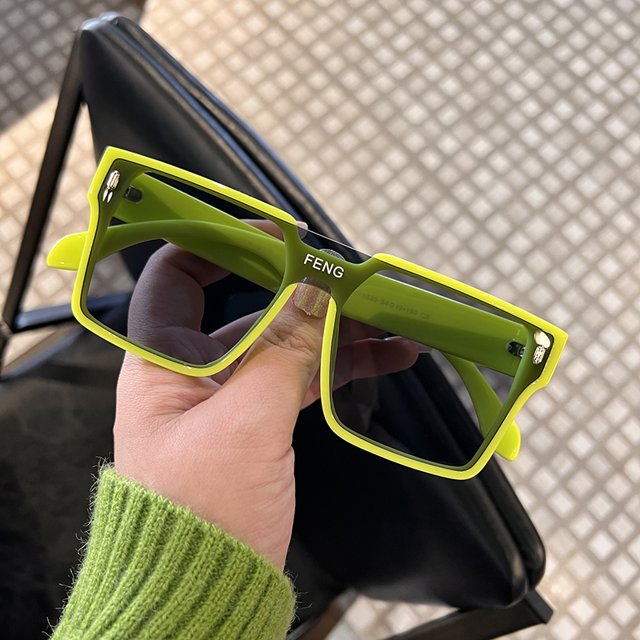 Gafas de sol verdes para hombre, moda masculina, personalidad vanguardista, tiro callejero, gafas de sol negras integradas, gafas a prueba de sol para mujer