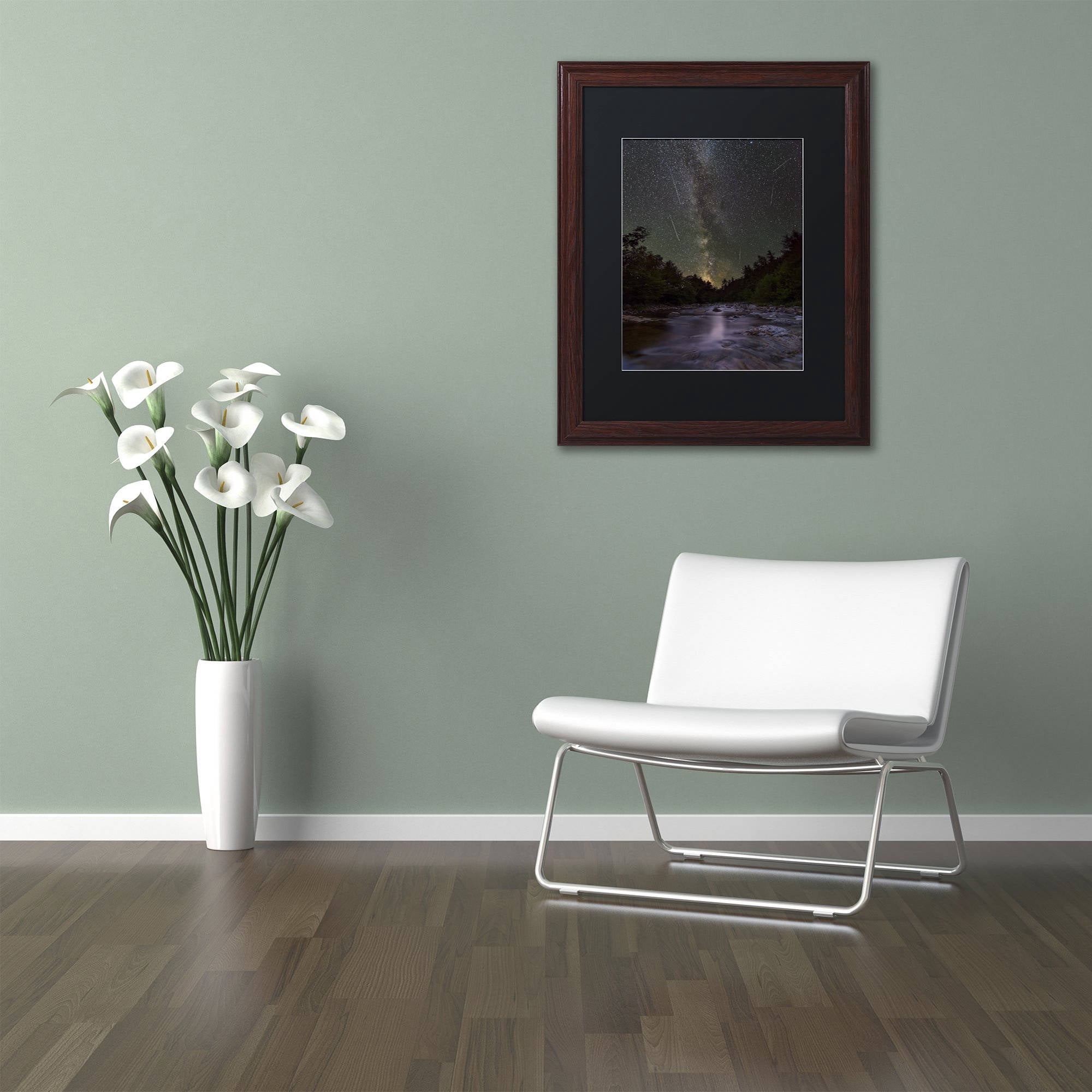Trademark Fine Art "River Runs Through" Canvas Art by Michael Blanchette Photography Black Matte, Wood Frame