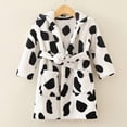 thumbnail image 2 of Boys Girls Kids Hooded Bathrobe,Soft Flannel Loungewear Robe with Adjustable Tie,Cartoon Print,for Toddlers to Kids 2-12 Years Toddler Pajamas Gibobby,Black,Size 6-7T, 2 of 4