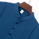 thumbnail image 4 of Camisa de Manga Corta Plisada con Botón de Cuello en V, Mezcla de Algodón de Poliéster Top de Vacaciones de Playa, Suelto para Hombres, 4 of 8